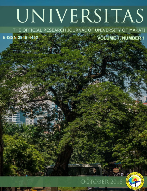 					View Vol. 7 No. 1 (2018): Universitas: Official Journal of the University of Makati
				