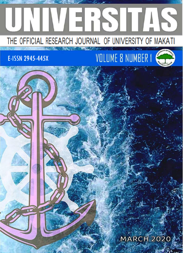 					View Vol. 8 No. 1 (2020): Universitas: Official Journal of the University of Makati
				